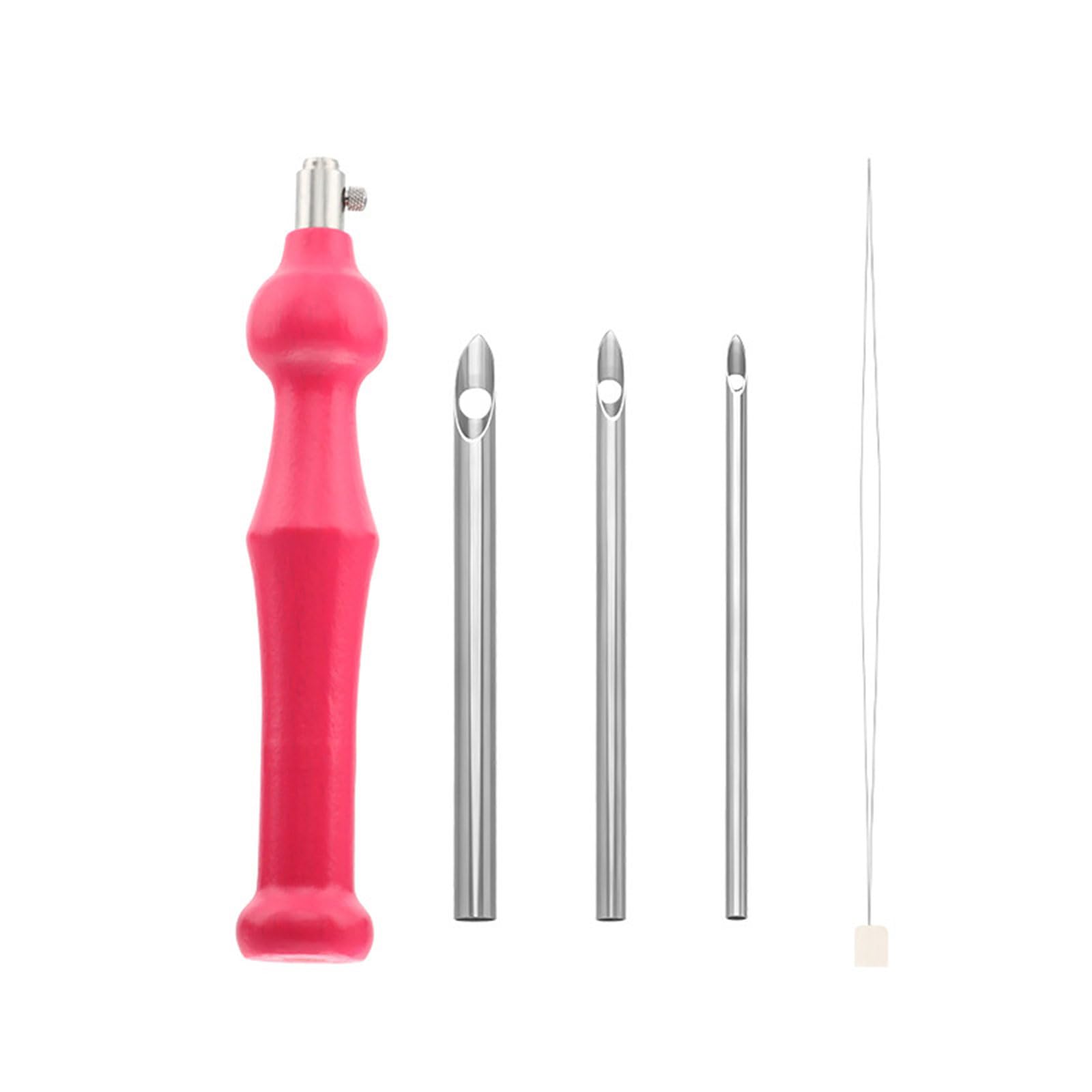 3 têtes d'aiguilles à poinçonner, 1 enfileur, Manche en Bois, Stylo à Broder