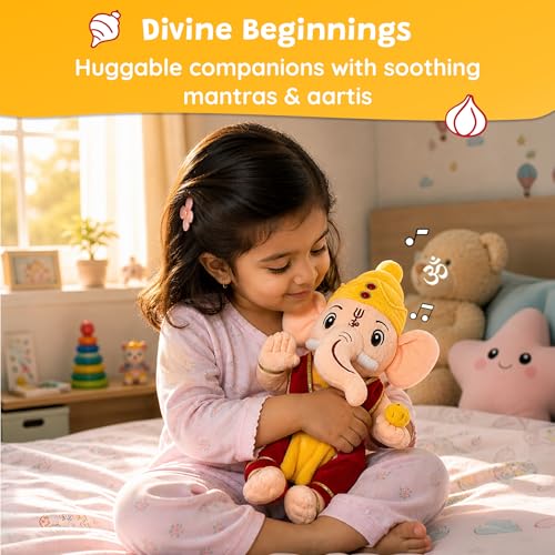 Image of WonderBuddy Divine Mantra Chanting Baby Ganesha with 10 Preloaded Mantras & Aartis, Musical Soft Plush Toy, Best Gift for Infants, Toddlers & Kids (Medium - 28 Cm)