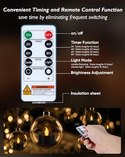 Image of Homemory 24-Pack Black Remote Flameless Battery Tea Light Candles, 400+ Hrs | 2 /4 /6 /8H Timer LED Flickering Tealight Votives for Jack O Lanterns, Halloween Parties, Romantic Dinners and Weddings