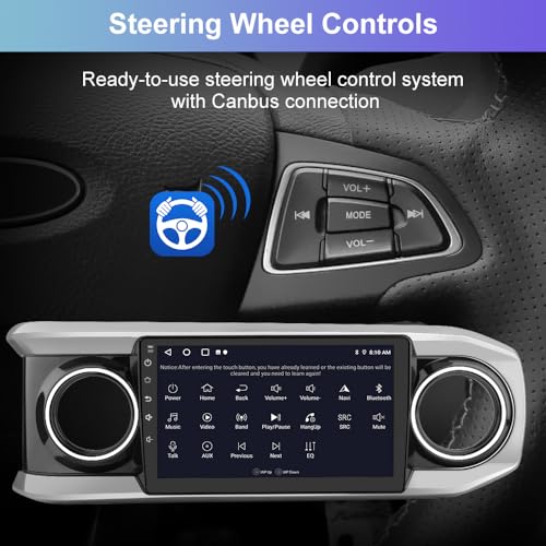 Image of AWESAFE Car Radio Stereo for Toyota Tacoma 2016 2017 2018 2019 2020 2021, Android 13 Touch Screen Head Unit Wired Android Auto Bluetooth GPS Navigation
