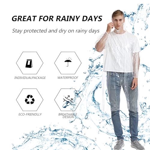 3 Pack Disposable Rain Ponchos For Adults,Ponchos Adults for Men and Women with Hood Family Pack,Emergency Rain Ponchos For Camping,Travelling,Festivals Essentials2