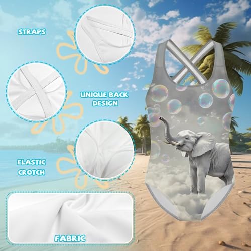 WELLFLYHOM Girls' One Piece Swimsuit for Age 5-14 Cross Back Full Coverage Swimwear Sleeveless Bathing Suits3