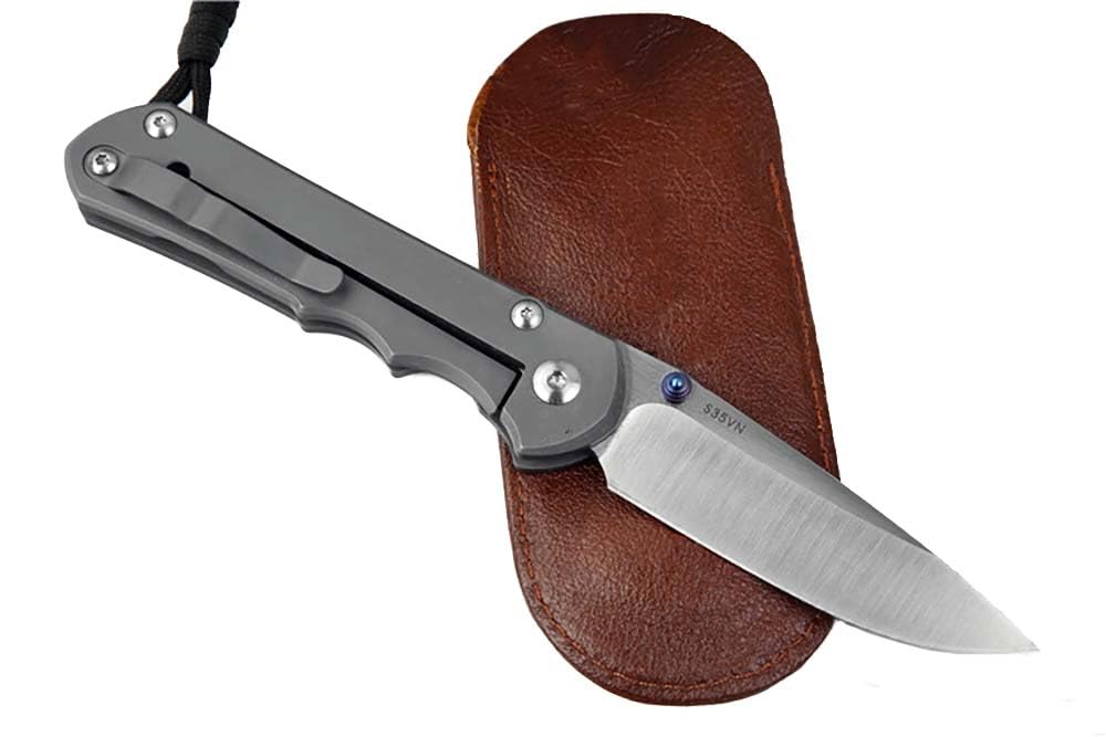 Klappmesser 8.3" Taschenmesser Hochwertig Aus Edelstahl S35VN & Titan, Outdoor Survival Messer Camper Jagdmesser, Scharfes Einhandmesser, Flipper Praktisch Messer EDC mit Taschenclip, Leder Scheide
