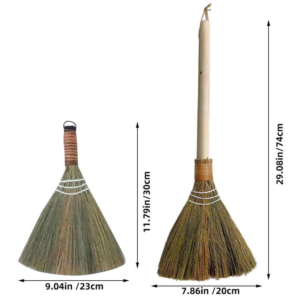 IMIKEYA 2 Stück Natürlicher Schneebesen Vietnamesischer Strohbesen Maisbesen Thailändischer Grasbesen Kein Statischer Asiatischer Staubbesen Besenstiel Handbürste Holzgriff Für