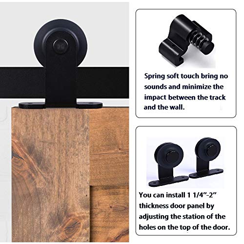 Image of CCJH 8.2FT Sliding Barn Door Hardware Kit, Heavy Duty, Smoothly and Silently, Easy to Install, Fit 24.6 inch Width Double Door Panel, T-Shaped Style Black