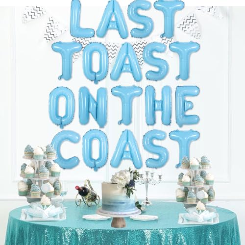 Image of Coastal Bachelorette Party Decorations Last Toast on the Coast Banner Blue Nautical Nautical Bridal Shower Decorations Light Blue Balloon for Coastal Bridal Shower Engagement Wedding Party