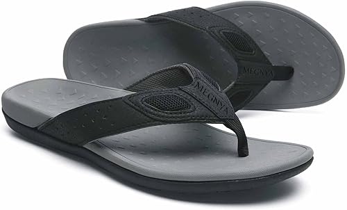 MEGNYA Chanclas ortopédicas para hombre para fascitis plantar, sandalias atléticas con soporte de arco, cómodas sandalias para caminar para