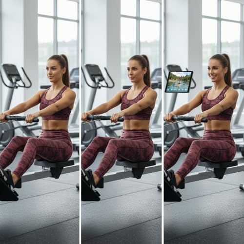 Air Rowing Machine for Home, 10-Level Adjustable Wind Resistance Professional Indoor Rowers, Foldable Commercial Row Machines with LCD Display and Wheels, Comfortable Seat, Easy Storage - Image 4