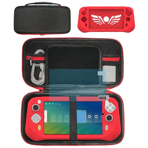 XEGIMOR Silicone Cover and Carrying Case Compatible With Logitech G Cloud Gaming Handheld, Screen Protector for Logitech G Cloud Console Accessories (Black/Red)