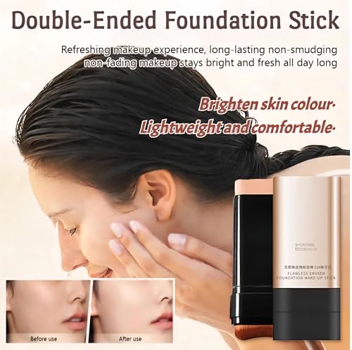 Image of 2 in 1 Korean Luxury Anti-Wrinkle Foundation Stick,Long-Lasting Double Head Foundation Make Up Stick with Brush,Waterproof Concealer & Cream Base Makeup for All Skin Types (Natural, 1 PCS)