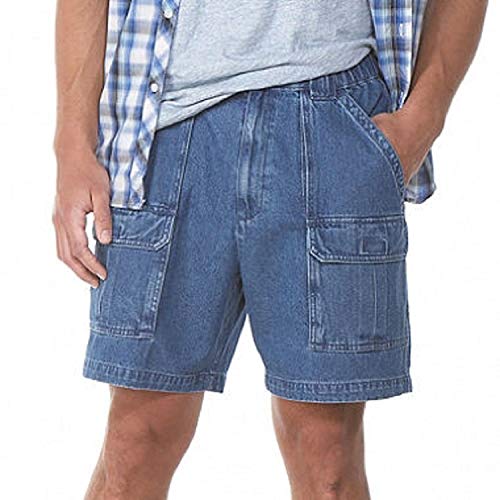 Savane Men's UPF 30 Comfort Hiking Cargo Shorts w/Tech Pocket (44, Denim)