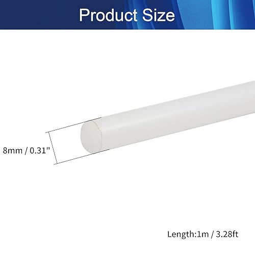 Miniatura 2 de Aicosineg Varilla redonda de plástico Polioximetileno Stick para la industria mecánica POM sólido duro blanco 13 x 39-38 pulgadas (D x L) 1 unidad