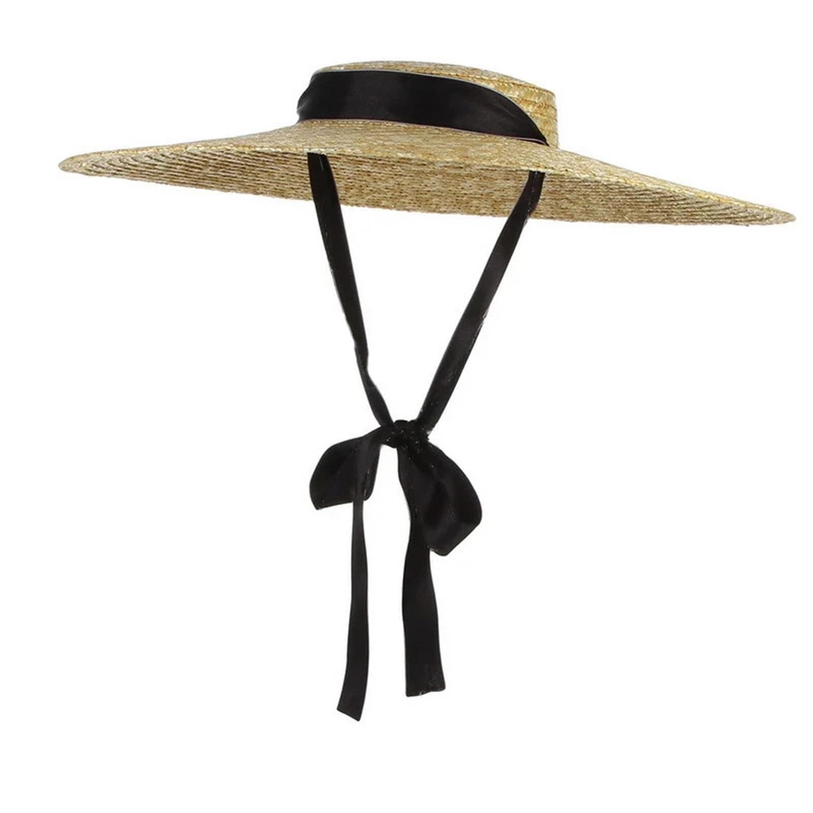 Cappello di paglia Grandi Cappelli Di Paglia Estivi For Le Donne Berretti Con Visiera Da Spiaggia A Tesa Larga Elegante Cappello Sole