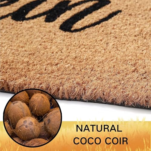 Fall Door Mat Combo Set, Welcome Coco Coir Welcome Doormat + 28" x 43" Mocha and White Plaid Rug - image 5