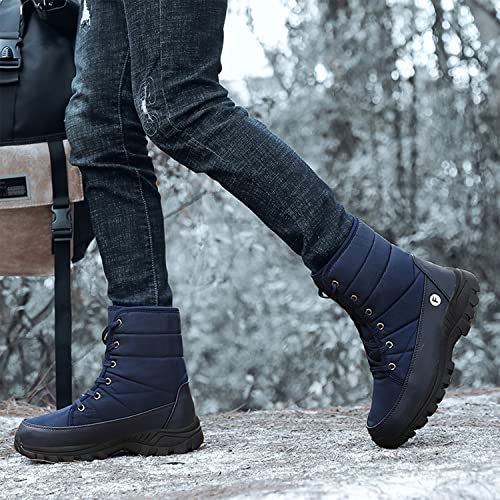 Dxinzhi Men's Warm Winter Snow Boots Unisex Shoes Outdoor Anti-Slip Lightweight Cold Weather Boots（Blue 9.5） #TOP6