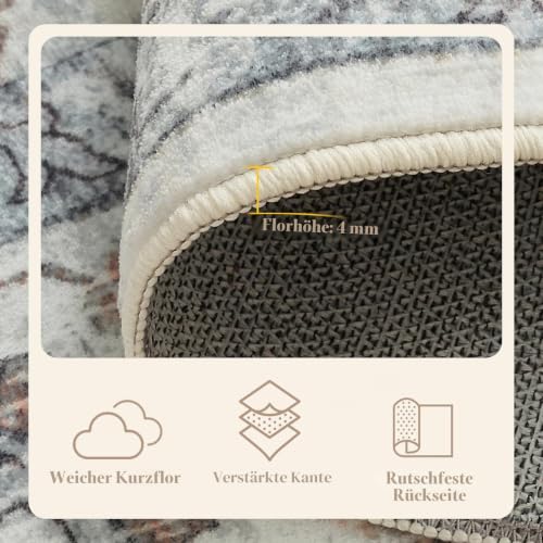 CHOSHOME Waschbarer Kurzflor Teppich Wohnzimmer - 160x230CM Taupe-braun – Ansicht 2