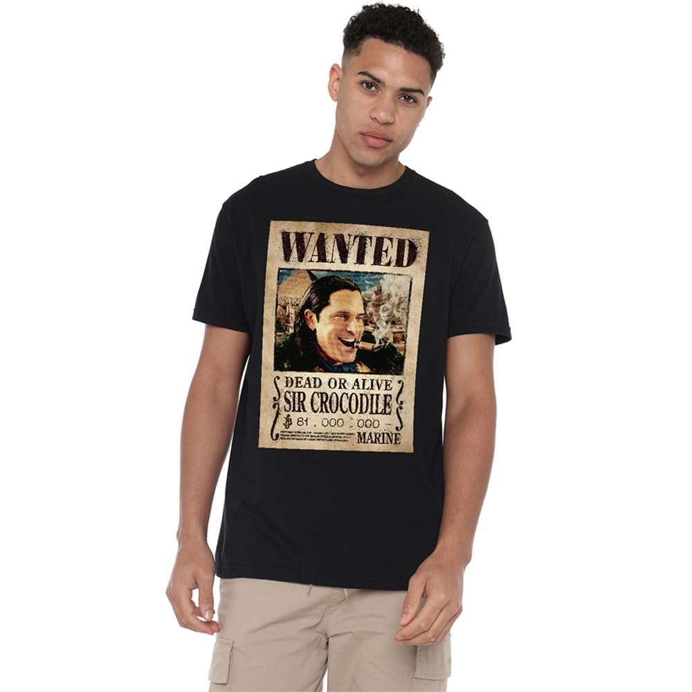 One Piece Sir Crocodile Pirate Wanted Poster Unisex T-Shirt, Black, XX-Large