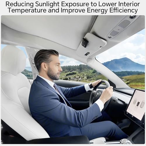 Image of Roof Glass Sunshade for Tesla Model 3 Highland Top Sunshade Heat Insulation Glass Roof Sun Shade UV Pretection Interior Accessories (White)