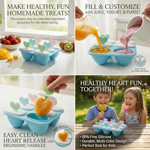 Image of 6-Piece Ice Cream and Kulfi Maker Popsicle Moulds - Multi Color BPA Free Plastic Candy Maker - Drip Free Design for Frozen Yogurt and Juice Sticks - Dishwasher Safe DIY Ice Pop Molds Set