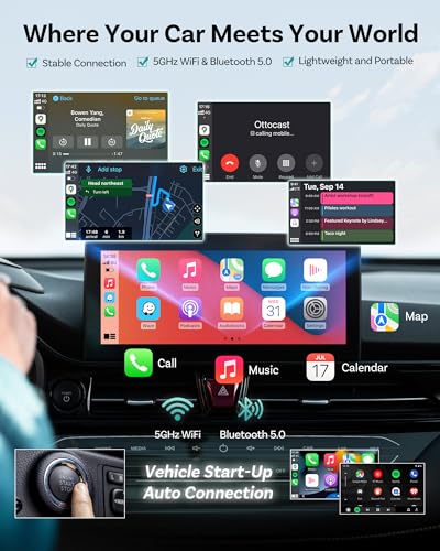 Image of OTTOCAST Mini Edge 2in1 Wireless Carplay Adapter and Wireless Android Auto Adapter for Car, Compatible with Android 11+ & iOS 10+, Auto Reconnect Lag Free