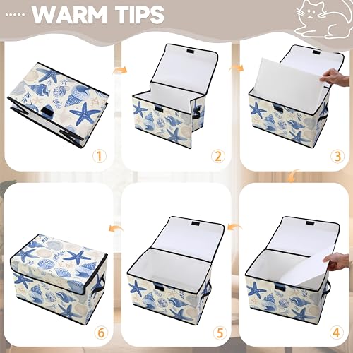 Image of Stackable Clothes Storage Bins with Lids 3 Pack. | Closet Organizers Fabric Cat Printing Box for Home and Office,Blanket Clothes Organizers,Under Bed Storage Containers