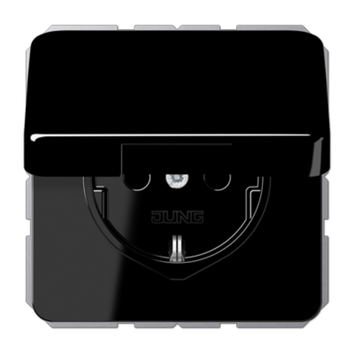 Jung Gniazdo wtykowe Schuko 1520 BFKL SW 16 A 250 V nietłukące z pokrywą z klapką seria CD czarne