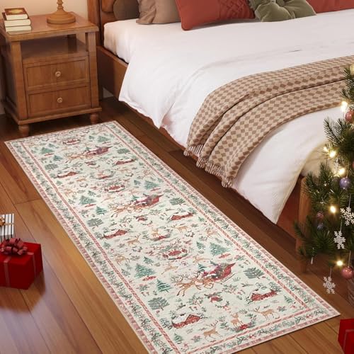 Tapis de Noël 50x160 cm antidérapant et lavable pour couloir