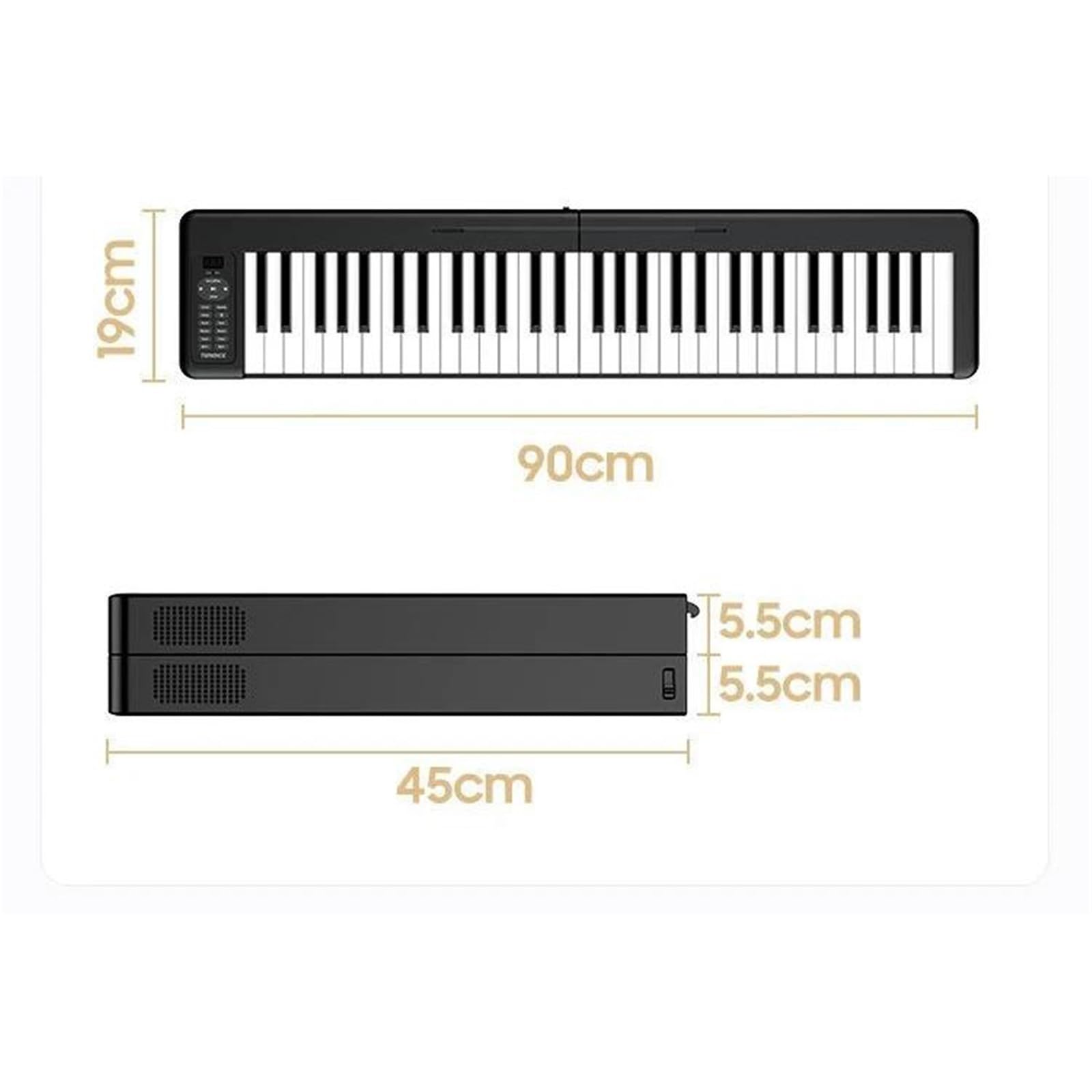 Pianino Elektroniczne 61 Klawiszy Pianino Dla Dorosłych Składane Ładowalne Klawiatura Muzyczna Początkujący Do Ćwiczeń(Black)