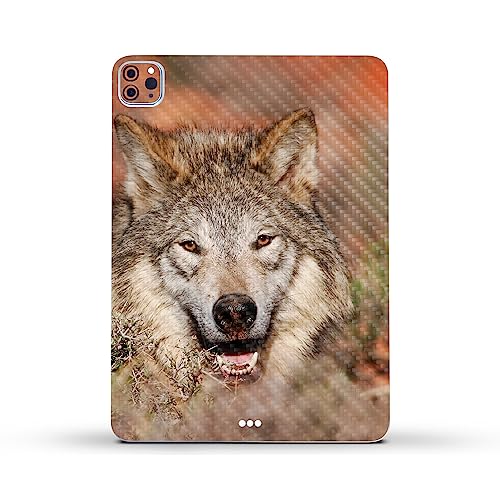 Image of MightySkins Carbon Fiber Skin Compatible with Apple iPad Pro 11 inch M2 4th Gen (2022) Full Wrap Kit - Happy Wolf | Protective, Durable Textured Carbon Fiber Finish | Easy to Apply | Made in The USA