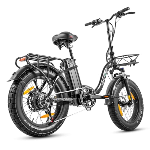 20 Zoll E-Bike Klapprad, Faltbares City Elektrofahrrad mit 48 V 20Ah Lithium Akku, Drehmomentsensor, 8-Gang Getriebe, 250W Motor, 4.0 Fettreifen, Pedelec EBike für Erwachsene, Herren Damen. (Schwarz)