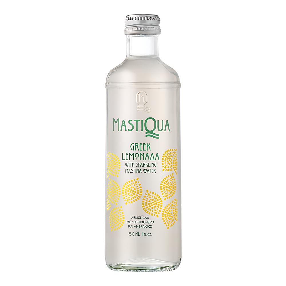 Mastiqua Lemonada with Mastic Glass Bottle 300ML | Sprakling Greek Lemonada Water