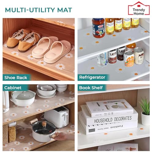 Image of Trendy Home Anti-Slip Mat 45 cm x 1 m for Drawers, Fridge & Shelf Liners | Printed Design, Non-Slip, Food Grade EVA, Washable Kitchen Mat, Petal Flow