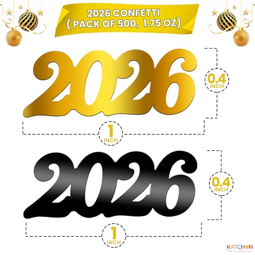 Image of KatchOn, Shiny Black and Gold 2026 Graduation Confetti - Pack of 500 | Graduation 2026 Confetti | Black and Gold Graduation Decorations for 2026 Graduation Decorations, Confetti for Graduation Decor