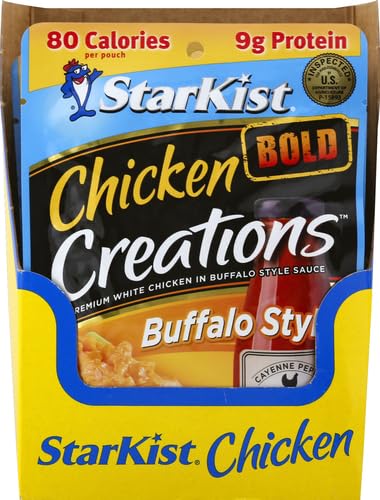 Image of StarKist Chicken Creations BOLD Buffalo Style Pouch (2.6 oz - 4 Pack) Fully Cooked High Protein White Meat, Gluten Free, No Draining, Ready to Eat for Salad and Sandwiches