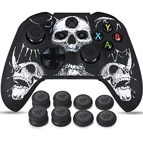 Coque en silicone blanche YoRHa pour manette Xbox One S/X avec 8 grips