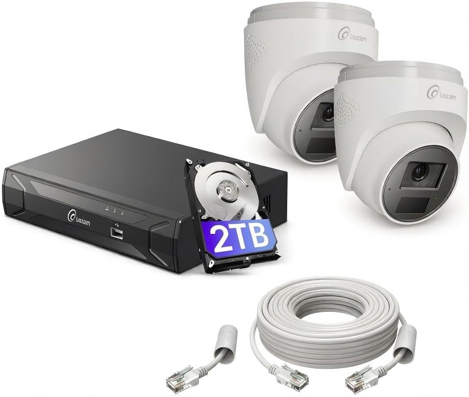 Loocam POE NVR 8 Channel Kits with 2TB HDD & Loocam Home Security Camera Outdoor Inoor, NVR Security Camera System Wired, 24/7 Recording, AI Human/Vehicle Detection, Remote Access