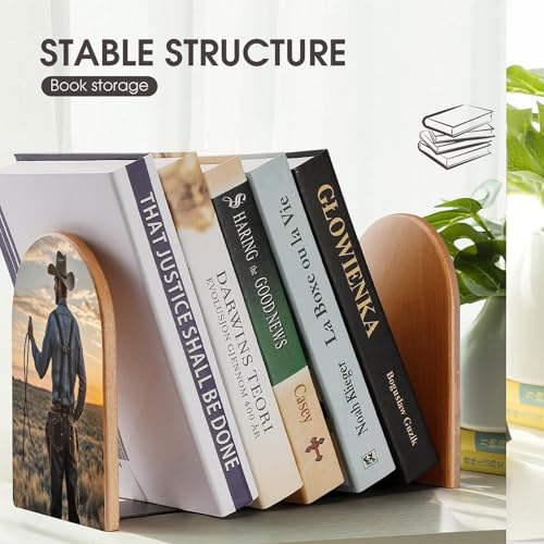 Sujetalibros decorativos de madera para estantes de salón y oficina 8