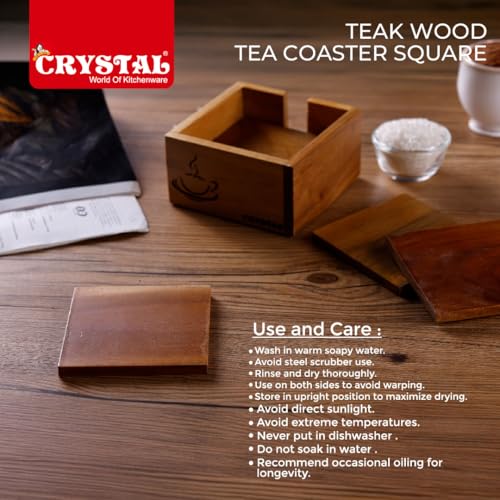 Image of Crystal Teakwood Handcrafted Tea Coaster | Cuppo | Set of 6