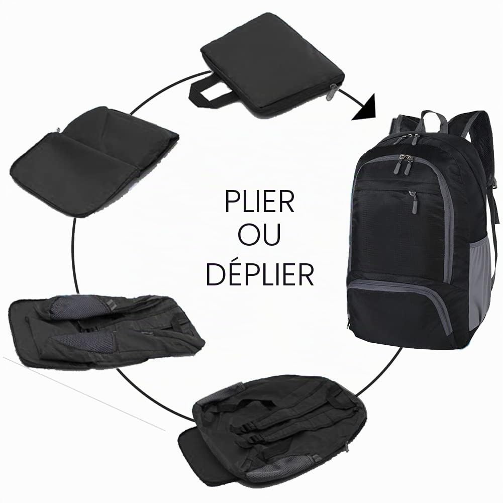 HYCOPROT Sac à Dos Ultra Léger Pliable 35L, Sac à Dos de Randonnée Petit Étanche Packable, Sac de Voyage Pour Homme Femme Camping Plein Air Vélo en Escalade