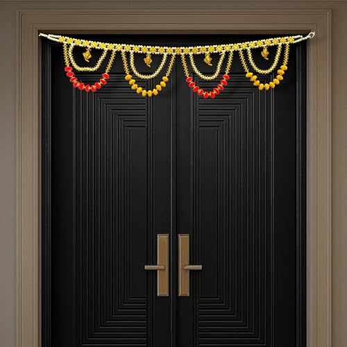 Image of iHandikart Decorative Beads Toran for Door Hanging | 40 Inch, Bandhanwar for Main Door Entrance, Traditional Wall Hanging for Home Decoration & Diwali Decor | Perfect Door Toran for Diwali Decoration