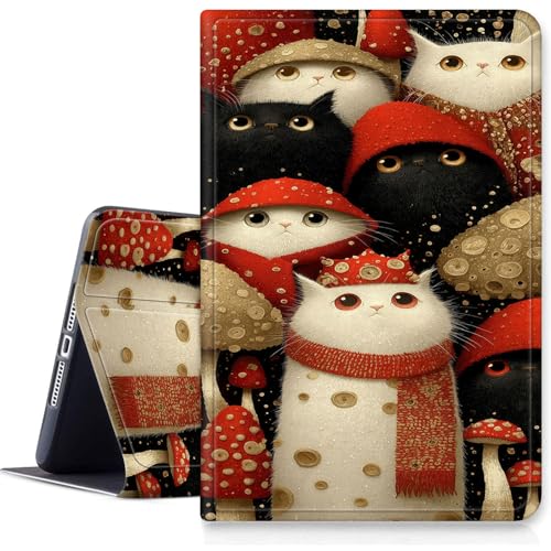 SDDFRHGH for Fire HD 8/8 Plus Tablet Case (12th/10th Generation,2024/2022/2020 Release),Hybrid Slim Multi-Angles Stand Auto Wake/Sleep Cover-A cat in a red Mushroom hat