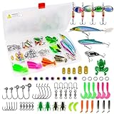 INFISHCEO Fishing Lure Bait Tackle Set for Saltwater Freshwater Bass Fish, Including Jig Hooks, Spoon Lures, Crankbait, Soft Plastic Worms, Frog Lure, Fishing Gear Kit