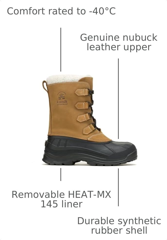 Image of Kamik Men's Alborg Cold Weather Snow Boot, -40C Comfort rated, Seam Sealed Waterproof, HEAT MX