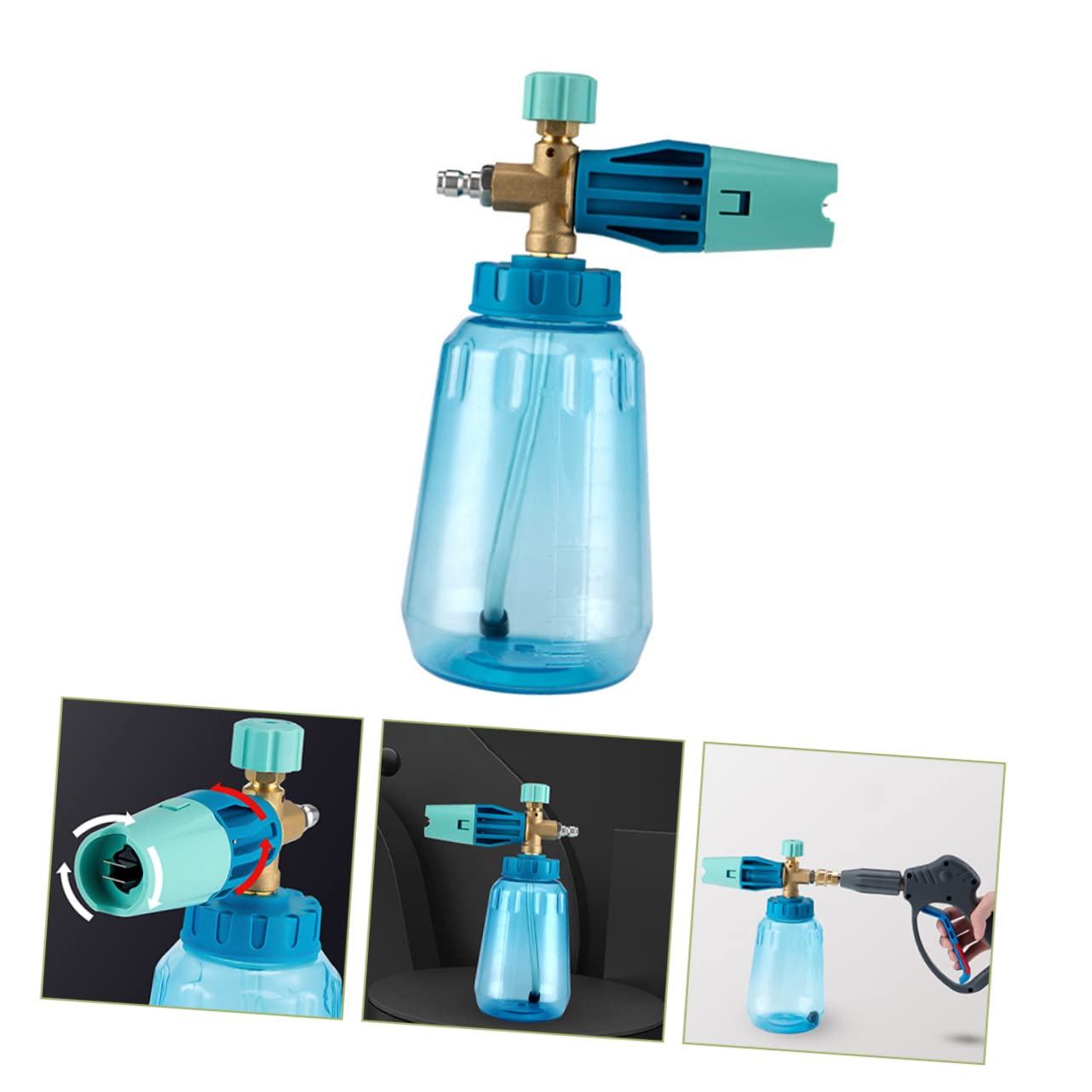 Conector de Pulverización de Espuma Regulable para Coche 1l | Botella de Plástico, Salida Ajustable, Uso en Lavado de Autos y Riego de Plantas