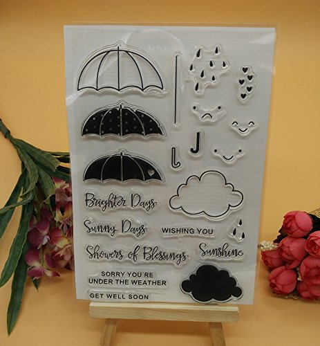 WooYangFunJoyful Home 1pc Rainy Days Sunny Days Rubber Clear Stamp for Card Making Decoration and Scrapbooking