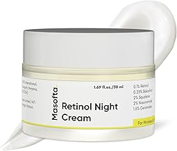 Masofta Anti Ageing Retinol Night Face Cream For Wrinkles, Fine Lines & Skin Firmness with 0.1% Retinol, Bakuchiol & Squalene, For Both Men & Women | 50 GMS