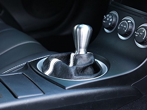 RedlineGoods Shift Boot Compatible with Nissan 350Z 2003-08. Tailor Made - not Universal. Genuine top-Grade Italian Black Suede (Alcantara) with Silver Thread