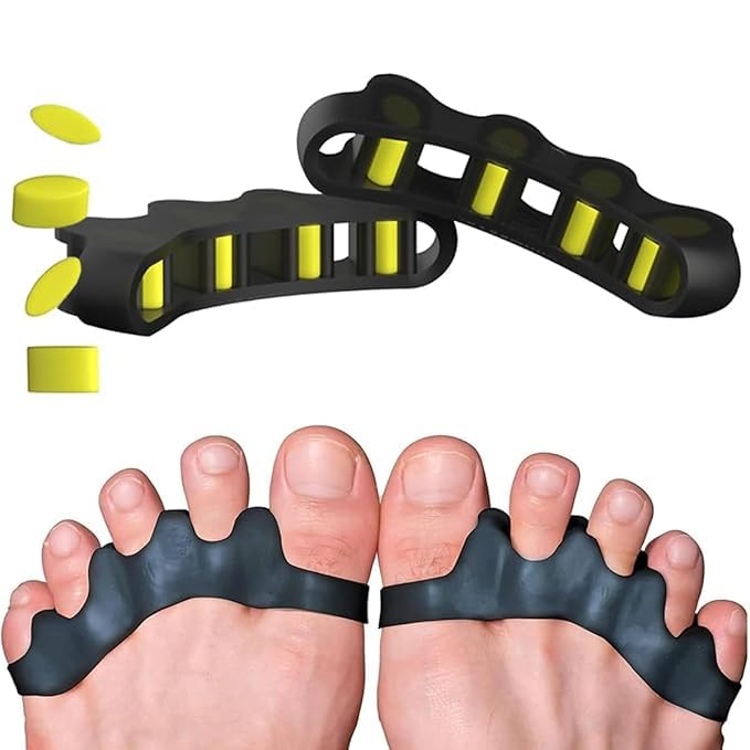 Image of Toe Separator for Feet Toe Spacers Correct Toes Yoga Silicone Hammer Toe Corrector for Women & Men Correct Toe Straighteners for Overlapping Toes (All Finger Toe Separator) (BLACK)