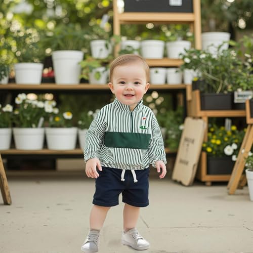 TheFound Toddler Boy Coat Casual Golf Striped Half Zipper Long Sleeve Pullover Tops Boys Outerwear Jackets 2T 3T 4T 5T4