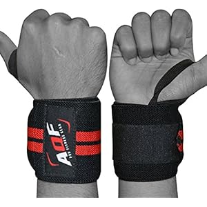 AQF Power Weight Lifting Wrist Wraps Supports Gym Training Fist Straps – Sold as Pair & One Size Fits All